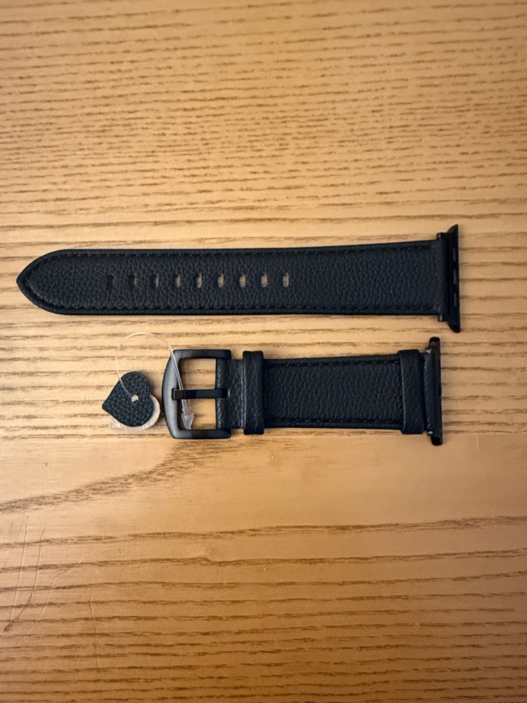 Black Leather Watch Band With Matte Black Buckle